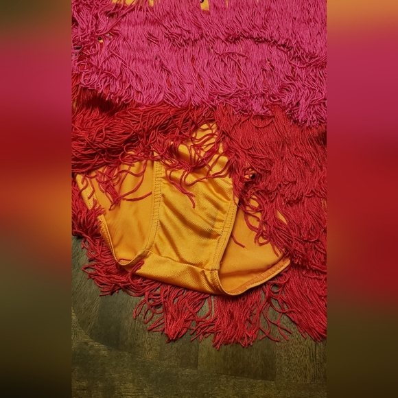 Weissman Fringe Dance Costume for Kids - Orange, Pink, and Red Size LC - Picture 11 of 16